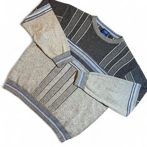 Men's montecharo Gray and Blue Striped Sweater
